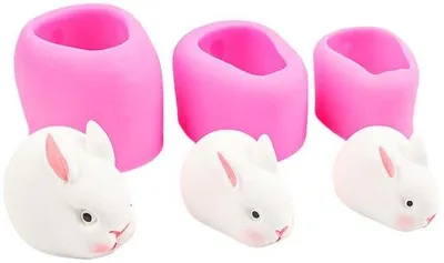 Produktbild von Silikonische Konijntjes für 3D-Schokoladen- und Süßigkeiten-Verzierung, 3-teilig
