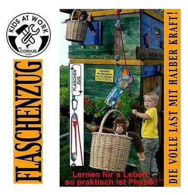 Produktbild von Kids at Work Flaschenzug Spielzeug mit 5 Meter Seil - Heben und Bauen