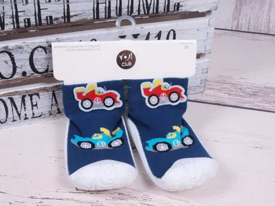 Produktbild von YO Kinder Jungen Auto Babyschuhe Weiche Sohle Sockenschuhe Lauflernschuhe Kinderschuhe Atmungsaktiv Anti-Rutsch Bodenschuhe Blau 23