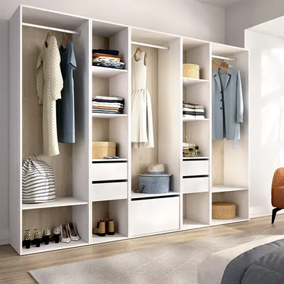Produktbild von Tequesta - Großer Schrank, Weiß, 45x205h cm, 11 Einlegeböden
