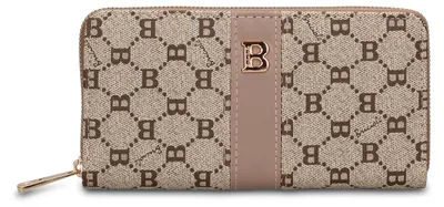 Imagen del producto de Bricioles: Monedero de dama con cremallera, diseño monograma, color beige, 19 cm, fabricado en poliuretano
