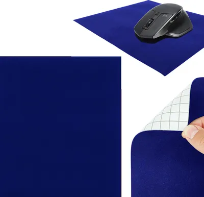 Produktbild von Selbstklebende Mausunterlage 22x19cm – Velour Blau - Schreibtischunterlage aus Velours für Komfortables und präzises Arbeiten - Mauspad für Büro, Home Office und Gaming - rutschfeste Mausmatte