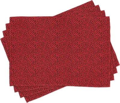 Produktbild von ABAKUHAUS Rot und Schwarz Platzmatten, Natur Inspiriertes Gitter Motiven Verschachtelter Stil Muster, 30 x 45 cm, Schwarz Rot