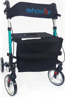 Produktbild von Leichtgewicht Reise-Rollator Aluminium Vierrad Rollator grün, faltbar…