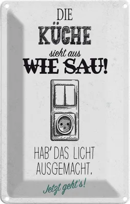 Produktbild von vianmo Blechschild 18x12 cm Die Küche sieht aus wie Sau! Spruch Zitat