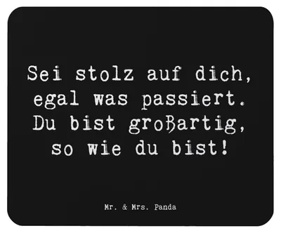 Produktbild von Mr. & Mrs. Panda Mousepad Spruch Mit Enttäuschungen umgehen Stolz - Schwarz - Geschenk, Zuversicht, Mauspad, Mut, laptop, Lebensfreude, Trost, so wie du bist, großartig