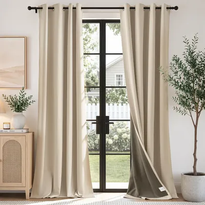 Verdunkelungsvorhänge mit Ösen, beige, 245x140 cm, 2er-Set