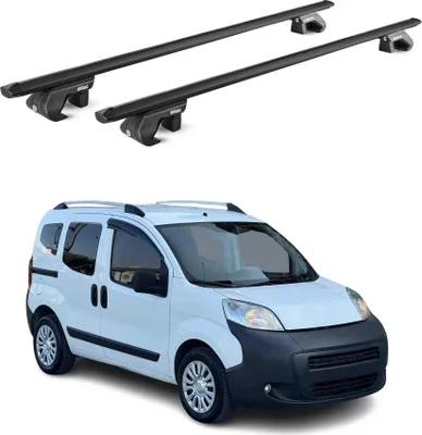 Image de Barres de toit transversales ABE pour Peugeot Bipper 2007-2016 3-5 P Alu Noir 2x