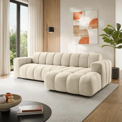 Produktbild von Masseno Ecksofa SETIA L-Form, Wohnzimmersofa, Couch, Soffa, Bettsofa, Couchgarnitur - Creme, ARAGON 02