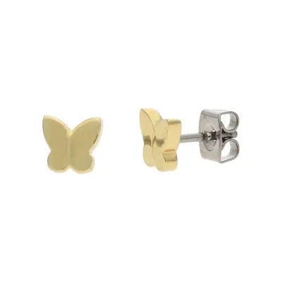 Produktbild von Boccia 05091-02 Kinder-Ohrringe Titan Ohrstecker Schmetterling Goldfarben
