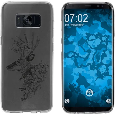 Produktbild von PhoneNatic Case kompatibel mit Samsung Galaxy S8 Silikon-Hülle Floral Hirsch M7-1