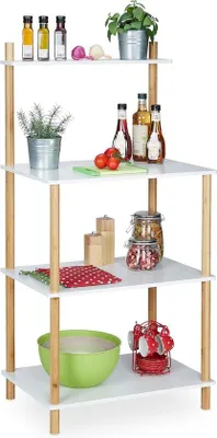 Produktbild von Famanu Küchenregal mit 4 Etagen - Weiß/Natur