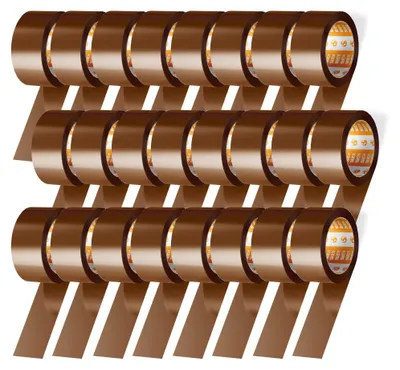 Imagen del producto de Cinta adhesiva marrón, 36 mm x 120 m, 24 unidades, para mudanzas y envíos