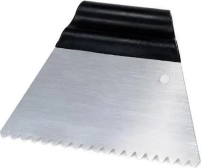 Obrázok produktu pre Stierka na lepidlo z nehrdzavejúcej ocele, zuby, 3 mm, 180 mm, trojuholník