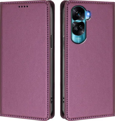 Image de Etui en cuir pour Honor 90 Lite, étui magnétique en cuirPolyuréthaneavec support Violet