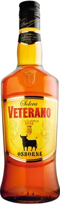 A bottle of Osborne Veterano Solera brandy.