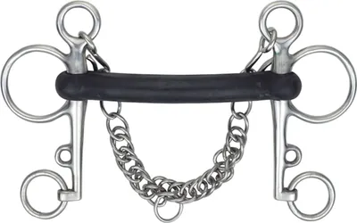 Productafbeelding van Shires - Hartrubber hoofdstel ER817 (5,5 inch) (zwart/zilver)