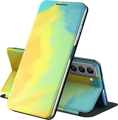 Produktbild von König Design Hülle kompatibel mit Samsung Galaxy S21 Kunstleder Handyhülle - Handy Case Gelb
