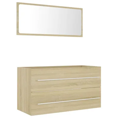 Image de vidaXL Ensemble de meubles de salle de bain 2 pièces en bois composite chêne Sonoma