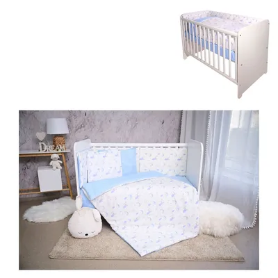 Immagine prodotto di Lorelli baby set biancheria da letto Smile 6 pezzi piumone 140x95 cuscino 43x35 letto 120x60 blu