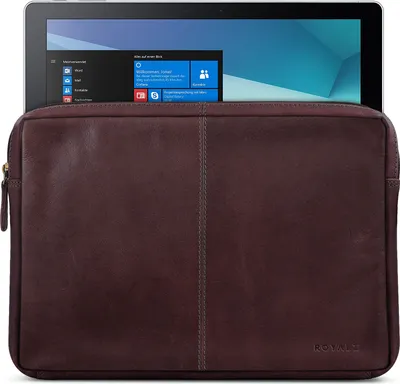 Produktbild von ROYALZ Tasche für Samsung Galaxy Book 12 Ledertasche Lederhülle Schutztasche Schutzhülle Cover Sleeve Mappe Folio Retro Vintage Leder, Farbe:Braun