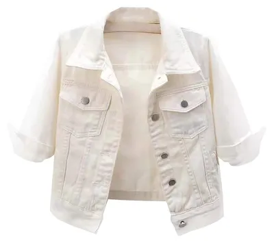 Produktbild von Modische Damen Jeansjacke mit 3/4-Ärmeln und Knopfverschluss