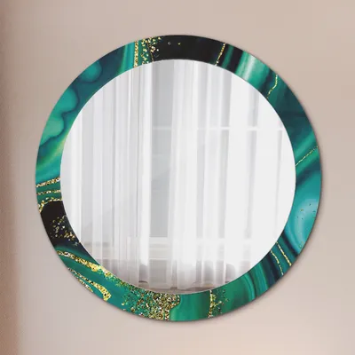 Produktbild von Ø80cm Modern Spiegel - Wandspiegel Wandmontage- Schlafzimmer - smaragd grün marmor