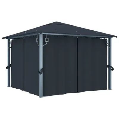 Immagine prodotto di The Living Store gazebo con tende 300×300 cm in alluminio antracite