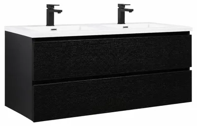 Immagine prodotto di Badplaats Set Mobili Bagno Angela 120 cm - Nero Effetto Legno - Mobile con Lavabo