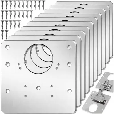 Produktbild von 10x Scharnier Reparaturplatte 90x90 mm Möbel Schrank Topfscharnier 35 mm + Schrauben