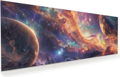 Produktbild von Glasbild 150x60cm in XXL für Wohnzimmer, Schlafzimmer Motiv Galaxie Fantasy