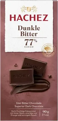 Produktbild von Hachez dunkle Bitterschokolade mit 77 Prozent Kakaoanteil 90g