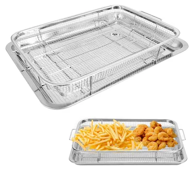 Produktbild von Edelstahl-Backblech mit Kühlgitter für perfekte Backergebnisse