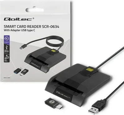 Produktbild von Qoltec 50634 Intelligenter Chipkartenleser Smart ID SCR-0634 | USB-Typ C