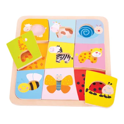 Obrázek produktu pro Bigjigs Houten Dieren puzzle na kazety, 9ks.