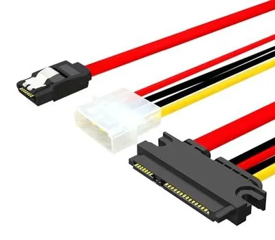 Zdjęcie produktu dla Kabel sieciowy sata 7+15 pin adapter molex 4 zasilający 30CM