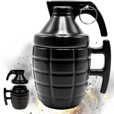 Granatbecher Keramik 300 ml mit Deckel schwarz