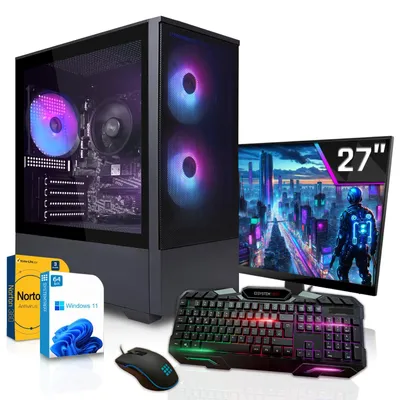 Produktbild von SYSTEMTREFF Gaming Komplett PC - Ryzen 5 5600GT - Radeon RX Vega 7 - 16GB DDR4 - 512GB NVMe - 27 Zoll TFT - Windows 11 Pro - Desktop