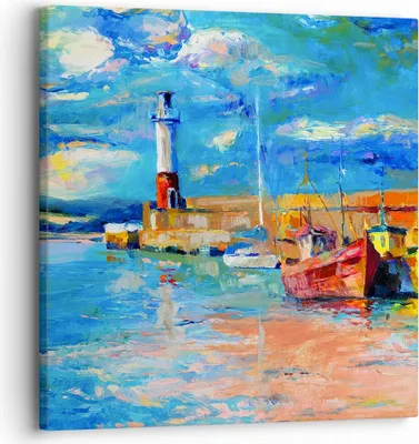 Produktbild von Bild auf Leinwand - Leinwandbild - Leuchtturm Meer - 30x30cm - Wand Bild - Wanddeko - Wandbilder - Leinwanddruck - Bilder - Kunstdruck - Wanddekoration - Leinwand bilder - Wandkunst - AC30x30-3693