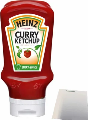 Produktbild von Heinz Curry Ketchup Kopfstehflasche (500ml Flasche) + usy Block