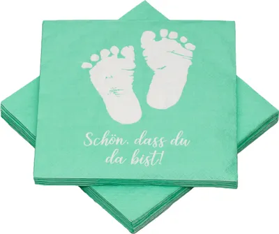 Produktbild von Servietten Babyfüße - Schön, dass du da bist - mint grün (20 Stück)