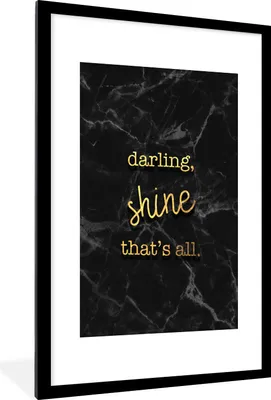 Produktbild von MuchoWow® Gerahmtes Poster Zitate - Glänzen - Gold - Marmor 60x90 cm - Poster mit Schwarzem Bilderrahmen Wandposter Rahmen Foto Bilder - Dekoration - Wandposter Wohnzimmer - Hochwertig