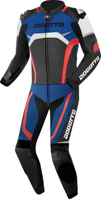 Image de Combinaison cuir moto 2 pièces Bogotto Misano, noir/blanc/rouge/bleu, 52