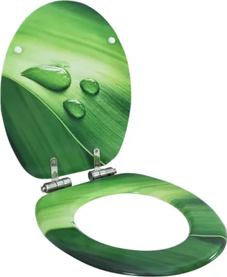 Produktbild von Toilettensitz Soft-Close-Deckel MDF Grün Wassertropfen-Design