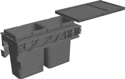 Produktbild von Ninka Mülltrennsystem Set eins2sechs - Einbaumülleimer 2 Fächer 2x8l für KB 300/NL 500, grau