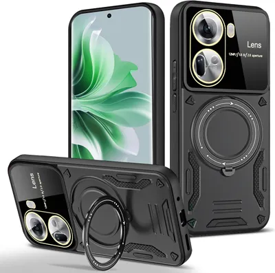 Produktbild von Rüstung Handyhülle für OPPO Reno11 Dual-Layer Ringhalter Ständer Hülle Schwarz