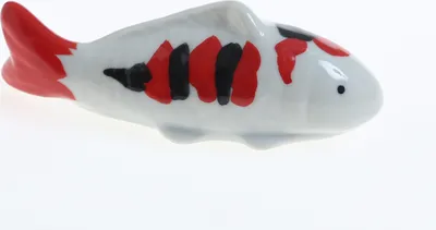 Produktbild von Teichdeko Fisch ZEUS - Dekofigur - Porzellan - schwimmend - L: 10cm - weiß, schwarz, rot
