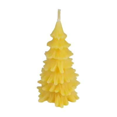 Produktbild von Bienenwachskerze Tannenbaum 10 cm mit weiten Zweigkränzen aus reinem Bienenwachs handgegossen