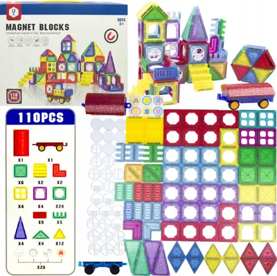 Zdjęcie produktu dla KREATYWNY ZESTAW KLOCKI KONSTRUKCYJNE KLOCKI MAGNETYCZNE DUŻE PANELE 110 el