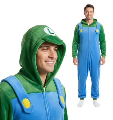 Produktbild von Onesie Kigurumi Pyjamas Super Mario Luigi Verkleidung Kostüm S: 145 - 155 cm
